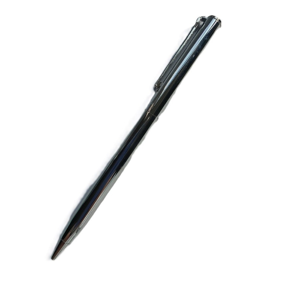 Tiffany & Co Silver Retractable Ballpoint Pen Ribbed T-Clip with Pouch and Box - Picture 4 of 6